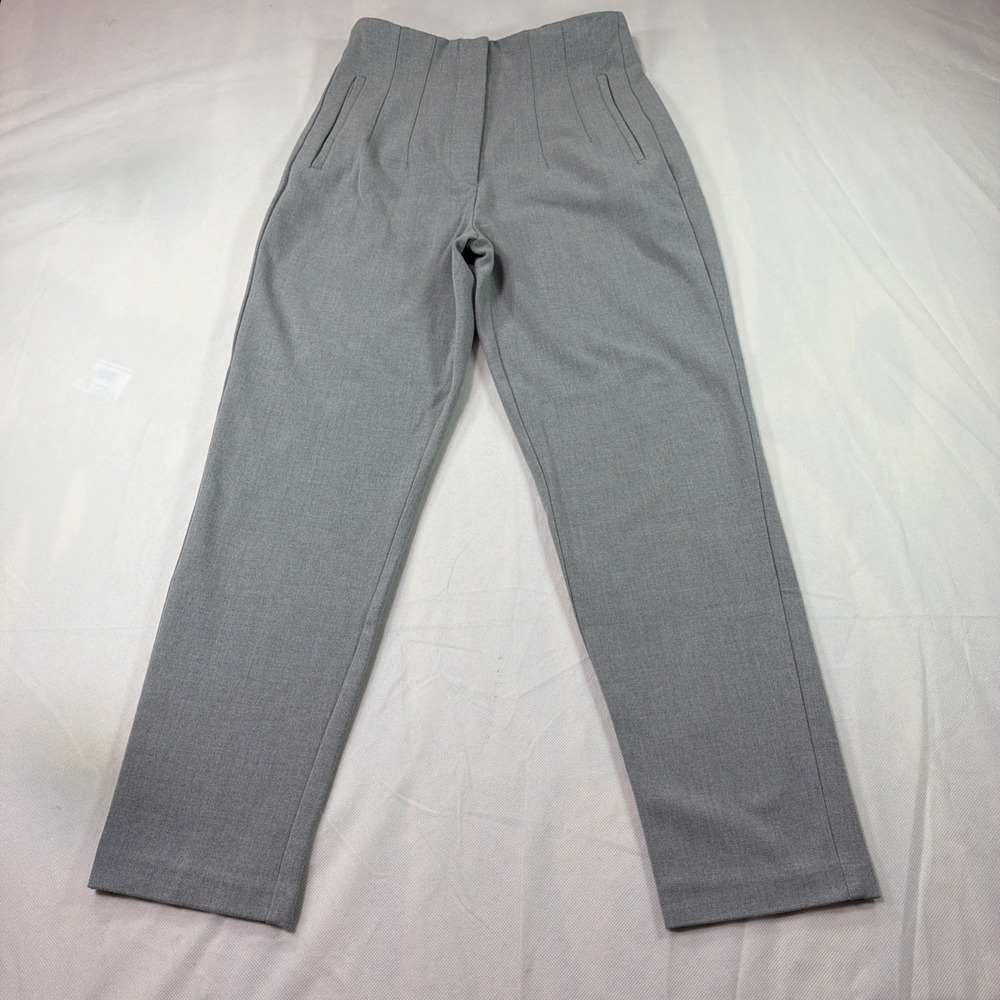 Zara Heather Grey Women High Waist Trousers Size S Business Suits Ankle Dressy
